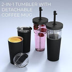 asobu ClearInsulation Flexi Straw Tumbler Marina a Tritan 28 oz Tumbler with 17 Oz Stainless Steel Insulated Sleeve for Ice Coffee or Hot Tea (Black) - Image 2