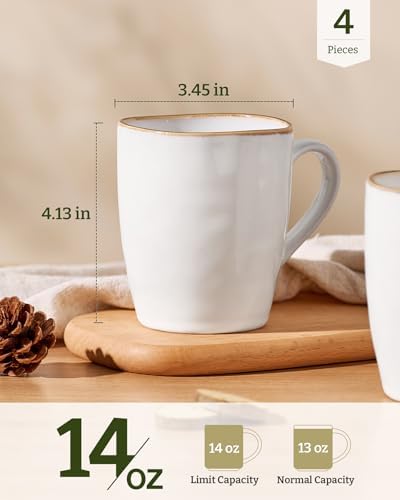 famiware Aurora Coffee Mugs, 14oz Mug Set of 4, Stoneware Cup with Handle - Image 4