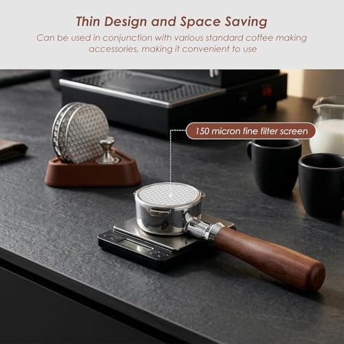 3 Pack 53.5mm Espresso Puck Screen for Breville 54mm Portafilter, 316 Stainless Steel Coffee Filter with Magnetic Handle & Walnut Stand, Fits Barista Express, Barista Pro & Bambino - Image 5