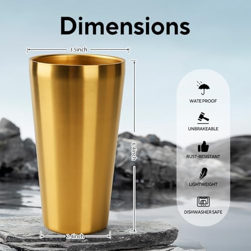 5 Pcs 18.6 oz Small Metal Cup, Double Wall Vacuum Stainless Steel Insulated Cup, Reusable Camping Cups Unbreakable Indoor Outdoor for Party, Home, Office, BBQ, Gold - Image 2