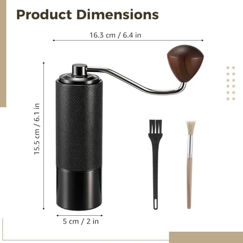 Portable Manual Coffee Grinder, Stainless Steel Conical Burr for Coffee Beans, with 2 Cleaning Brushes, Hand Grinding Machine for Espresso, Pour Over, Drip, Adjustable Grind Setting - Image 5