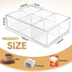 Maitys 4 Pcs Acrylic Tea Bag Organizer Clear, 6 Compartments Divided Box - Image 2