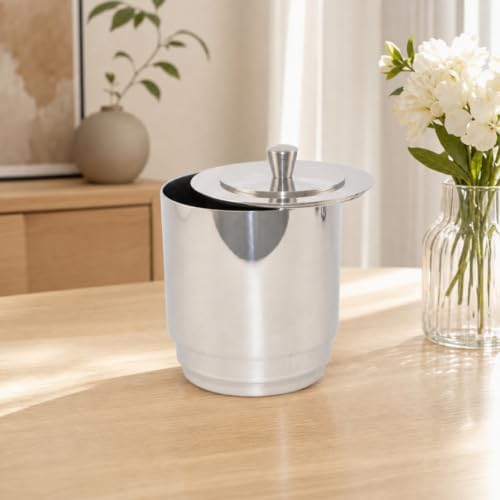 Compact Stainless Steel Canister, High Profile Stainless Steel Raw Material Pot, Dimensions 14cm Diameter X 18cm Height, Modern Minimalist Style - Image 2