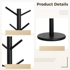Coffee Mug Tree with 6 Hooks, Freestanding Wooden Coffee Cup Holder for Kitchen Countertops, Black, Space Saving Counter Organizer, Angled Branch Design, Wide Base for Mugs and Cups - Image 3