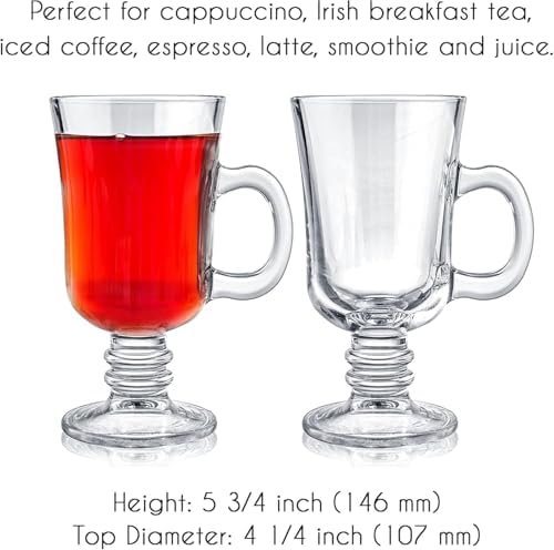 Glass Coffee Mugs – Set of 2, 230 ml | Clear Glass Latte Cups with Handle | Cappuccino, Hot Chocolate, Tea & Coffee Mugs for Hot Beverages - Image 6