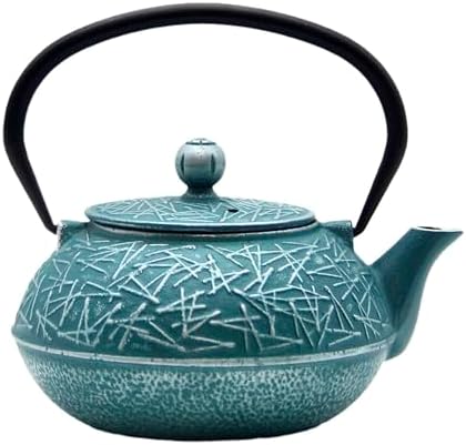 Cast Iron Tea Kettle,SECHUDO Teapot Coated with Enameled Interior for Loose Tea,Cast Iron Teapot with Stainless Steel Infuser for Stovetop Safe (30.4oz-Pattern-5) by SECHUDO
