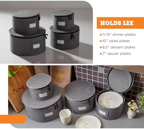 storageLAB 4-Piece China Plate Storage Set | Hard Shell Dividers | Gray - Image 3