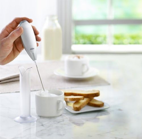 Trudeau Battery Milk Frother,Silver/White,9.5 inch - Image 3