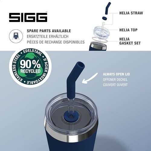 SIGG - Insulated Mug - Travel Mug Helia - With Durable Glass Straw & Cleaning Brush - Leakproof - BPA Free - 18/8 Stainless Steel - 15oz/20oz - Image 5