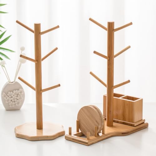 Bamboo Coffee Cup Holder Set Mug Rack and Spoon Box - Image 3