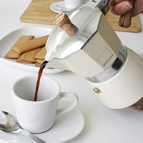 Gnali & Zani Venezia Espresso Maker, Red, for 6 Cups, All Types of Cookers Including Induction, Aluminium Espresso Maker, Handles Made of Soft Touch Plastic in Wood Look, Camping Coffee Maker - Image 2