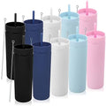 Volhoply 20oz Plastic Skinny Tumblers Bulk 10 Pack,Double Wall Tumbler with Lid and Straw,BPA Free Matte Acrylic Iced Coffee Cups with Straw,Reusable Travel Mug for Party,DIY Gifts(Assorted, 10 Set) by LiveFully%EF%BC%8CDrinkFreely%E2%80%94KeepGoingwithVolhoply%EF%BC%81