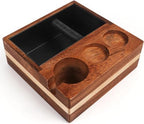 Kmise Natural Walnut Espresso Accessories Organizer Box Fits Espresso Distributor,Tamping Station Base,Tamper Holder-1.5L Coffee Grounds Box (51/54MM) by Kmise