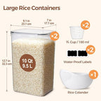 ComSaf Airtight Rice Storage Container with Lid 10Qt 2Pack, Large Capacity - Image 2