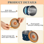 Cartoon Cute Blue-gray Spaceship Designed Storage Containers With Lids Stainless Steel Cereal Container 1 Button Opening Coffee Canister - Image 5