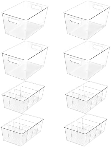 Vtopmart 8 Pack Clear Storage Bins Set for Pantry Organizer by Vtopmart