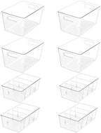 Vtopmart 8 Pack Clear Storage Bins Set for Pantry Organizer by Vtopmart