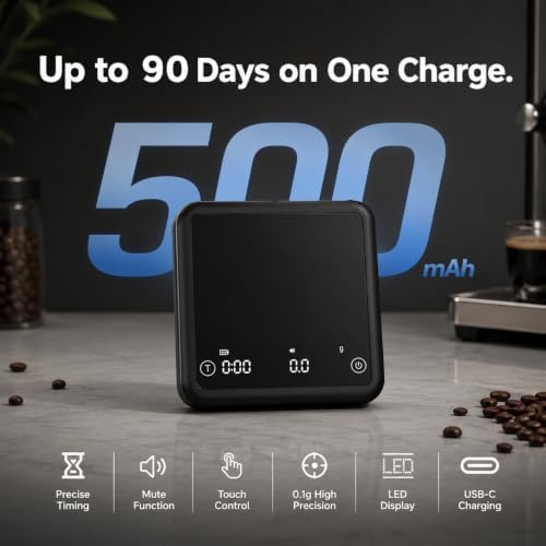 Coffee Scale, 0.1g High Accuracy Digital Coffee Scale, Stable Real-Time Reading, No Lag, No Drift for Espresso Pour Over Brewing - Image 5