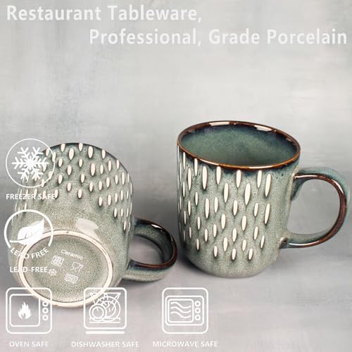 16 Ounces Coffee Mugs, Ceramic Coffee Mugs with Texture Patterns for Man,Woman,Dad,Mom, Modern Coffee Mugs Set of 4 for Latte/Cappuccino/Cocoa, Dishwasher&Microwave Safe - Image 3