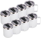 Volhoply 14oz Insulated Stainless Steel Coffee Mug with Lid Bulk 8 Pack,Not Suitable for Sublimation,Double Wall Vacuum Travel Coffee Cup with Handle, Reusable Metal Camping Mugs Keep Cold(White,8) by LiveFully%EF%BC%8CDrinkFreely%E2%80%94KeepGoingwithVolhoply%EF%BC%81