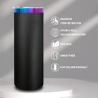 20 oz Skinny Tumblers Bulk with Lids and Straws Black,4 pack - Image 3