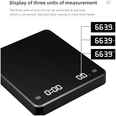 3kg/0.1g Digital Coffee Scale with Timer Recharable Electronic Smart Kitchen Balance Precision Espresso Scales Measuring Tools - Image 4