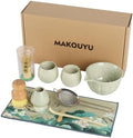 10 Pcs Matcha whisk Set,13 OZ,With 2 Cups,Complete Matcha Kit Set for Matcha Tea Ceremony,Elegant Matcha Tea Set for Tea Lovers（Green） by MAKOUYU
