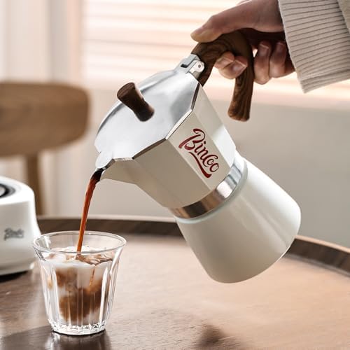 Bincoo Espresso Maker Stovetop, Moka Pot 6 Cups, Espresso Pot Classic Italian Coffee Maker,Single Safety Valve (White, 6 Cup) - Image 3
