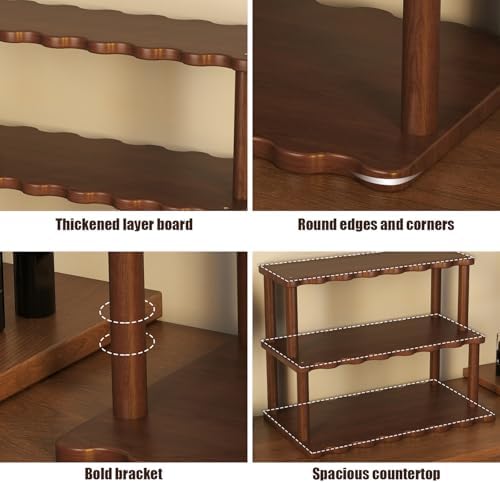 Wooden Mug Holder Countertop, 2-Tier Coffee Cup Holder Mug Display Coffee Mug Organizer Mug Rack for Coffee Station Organizer Mug Shelf for Cabinet for Kitchen, Home,2Tier_30cm - Image 6