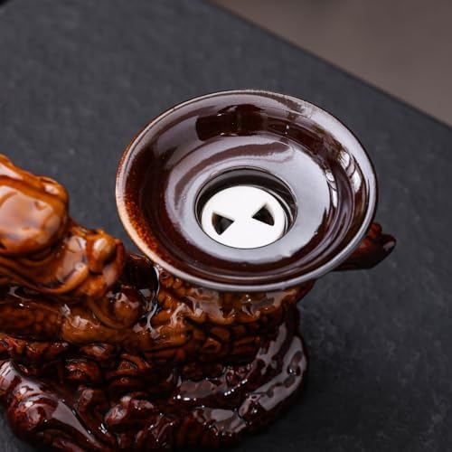 Ceramic Teapot with Infuser Chinese Gongfu Tea Set with 8 Cups, Semi Automatic Dragon Design for Loose Leaf Tea - Image 4