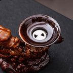 Ceramic Teapot with Infuser Chinese Gongfu Tea Set with 8 Cups, Semi Automatic Dragon Design for Loose Leaf Tea - Image 4