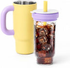 2-in-1 Insulated Tumbler for Coffee & Drinks 30oz Detachable Glass & Stainless Steel Double Wall with Straw & Lid Cap Leak-Proof Travel Mug Fits Car Cup Holder BPA-Free Thermos Sharing by Unknown