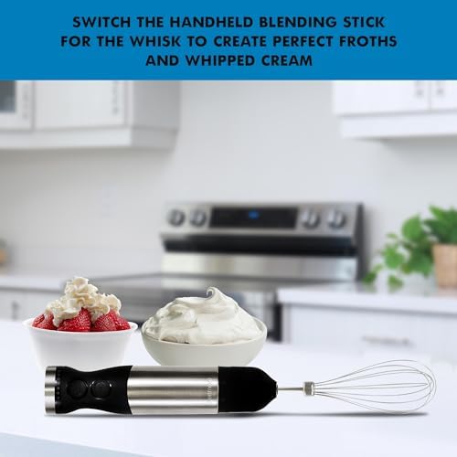 Kenmore Immersion Blender - Handheld Stick Mixer, Electric Hand Blender with Stainless Steel Shaft, Whisk, Variable Speed for Smoothies, Milkshakes, Baby Food, Puree, Batidora de Inmersión - Image 4