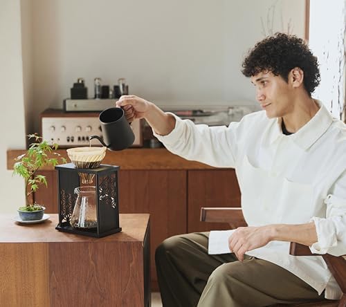 HARIO Drip Stand Set, Asanoha pattern (Hemp Leaves), Practical Capacity, 20.3 fl oz (600 ml), V60 Dripper Server, Includes 40 Dedicated Papers, For 1-4 People (Black) - Image 3