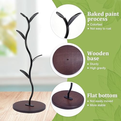 2Pcs Mug Holder Stand, Iron Countertop Mug Tree 5 HooksTree Rack for Counter Cafe Accessories Breakroom Decor & Kitchen Organizer Storage Stand (Black) - Image 4