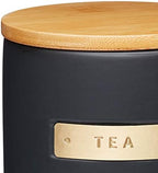 MasterClass Stoneware and Brass-Effect Tea Caddy with Airtight Bamboo Lid, 1 L (1.75 pt) – Black - Image 3