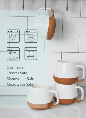 Teocera Ceramic Coffee Mug Set of 4-12 oz Coffee Mugs with Large Handles for Hot or Cold Drinks Like Latte, Cocoa, Tea or Juice - Smooth Ceramic, Dishwasher Safe, Beige - Image 3