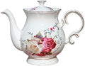 European Style Ceramic Flower Teapot Coffee Pot Water Pot Porcelain Gift Large 5.5 Cups (1, Rose) by Jomop