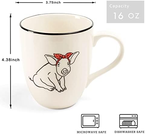 LEHAHA Farmhouse Coffee Mugs Set,16 OZ Animal Large Ceramic Mugs with Handle, Set of 6, Christmas Porcelain Cups for Coffee, Tea, Cocoa, Office and Home Use, Practical Gift, Assorted Design - Image 6