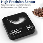 Coffee Scale with Timer,2kg/0.1g Accurate Mini Digital Kitchen Scale Scales Gram & Ounce & Milliliter Scale LED Display Touch Button for Espresso and Pour-Over - Image 2