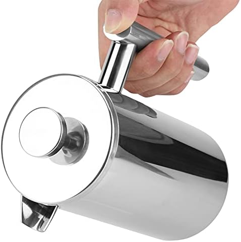 Double Walled Stainless Steel Coffee Maker, French Press Tea Pot with Filter, Coffee Grinder (800ML) - Image 5