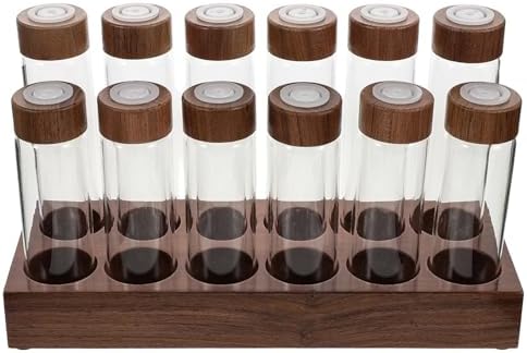 Coffee Bean Storage Tubes with Wood Base and Airtight Valve by HOMOCONO