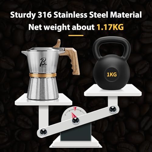 Bincoo 2-Cup Triple Valve Moka Pot,316 Stainless Steel Stovetop Espresso Maker,2–3.0 Pa High Pressure,Rich Crema Moka Pot,Compatible with Electric & Gas Stoves - Image 5