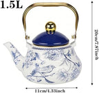 Enamel Tea Kettle, Vintage Tea Pot Stovetop with Folding Handle for Tea, Coffee, Milk(1.5L) - Image 4