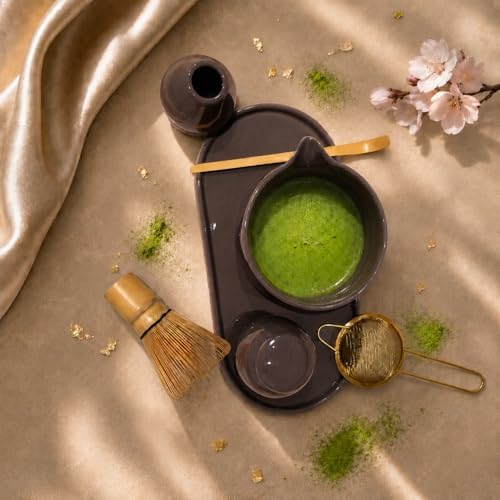 Dark Taupe 7-Piece Matcha Tea Set with Bowl & Bamboo Whisk - Image 3
