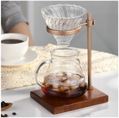 Pour Over Dripper Coffee Station Adjustable Filter Stand Holder With Wooden Base - Image 3