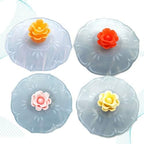 Hemoton Food Grade Silicone Cup Lids 8pcs Rose Flower Mug Covers Leakproof Cup Cover Airtight Seal Drink Cup Cover Hot Cup Lids for Coffee Tea Random Color - Image 2