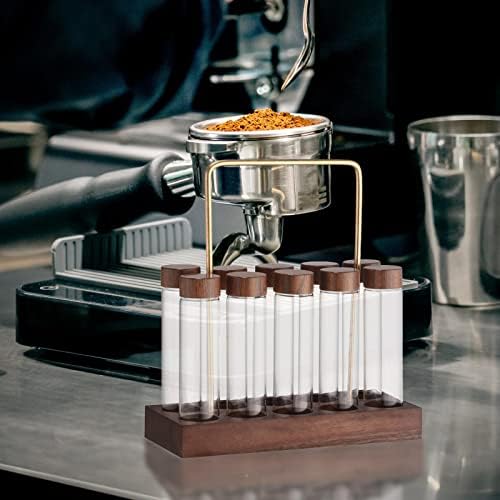 10 Pieces Storage Jar Coffee Tray Espresso Bean Storage Rack with Wooden Stand Airtight Sealed Borosilicate Glass Containers Suitable for - Image 5