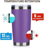 MEWAY 20oz Tumbler 8 Pack Double Wall Vacuum Insulated Travel Mug Bulk, Stainless Steel Tumblers with Lid and Straw, Durable Powder Coated Coffee Cups for Cold & Hot Drinks (Purple, 8) - Image 6