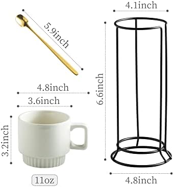 Miamolo Coffee Mugs Set of 4, Stackable Coffee Cups with Stand and Spoons - Image 2
